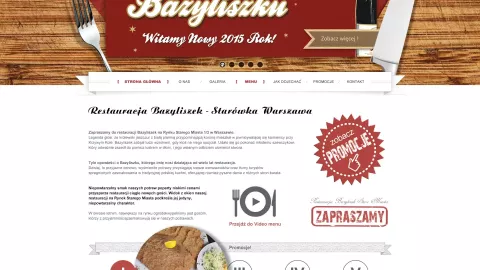 Strona www dla restauracji Bazyliszek z Warszawy