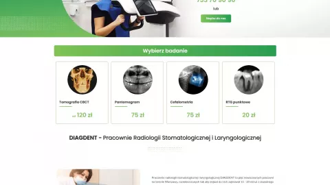 Strona internetowa dla firmy diagnostycznej z Warszawy - Diagdent