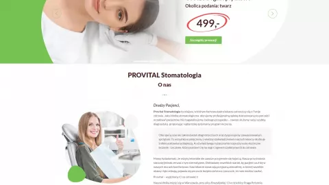 Budowa strony www dla placówki stomatologicznej - Provital